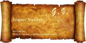 Goger Valter névjegykártya